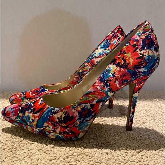Limelight beautiful multi colored floral heels size 10 - Picture 6 of 7